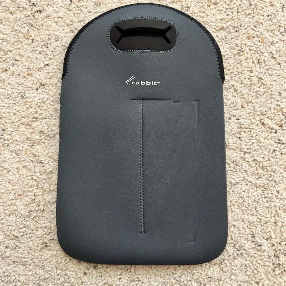 Rabbit 2-Bottle Wine Tote Carrier Bag Insulated Black w/ Divider Handle